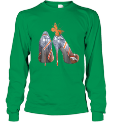 NFL Denver Broncos High Heel Butterfly Rhinestone Tide Youth Long Sleeve T-Shirt - NFLFanGift