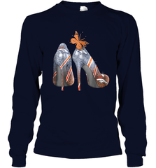 NFL Denver Broncos High Heel Butterfly Rhinestone Tide Youth Long Sleeve T-Shirt - NFLFanGift