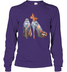 NFL Denver Broncos High Heel Butterfly Rhinestone Tide Youth Long Sleeve T-Shirt - NFLFanGift