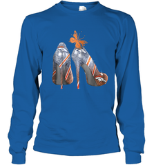 NFL Denver Broncos High Heel Butterfly Rhinestone Tide Youth Long Sleeve T-Shirt - NFLFanGift