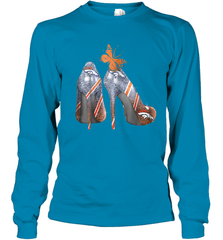 NFL Denver Broncos High Heel Butterfly Rhinestone Tide Youth Long Sleeve T-Shirt - NFLFanGift