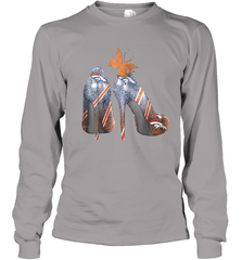NFL Denver Broncos High Heel Butterfly Rhinestone Tide Youth Long Sleeve T-Shirt - NFLFanGift