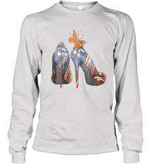 NFL Denver Broncos High Heel Butterfly Rhinestone Tide Youth Long Sleeve T-Shirt - NFLFanGift