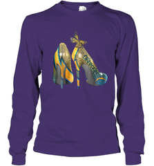 NFL Los Angeles Chargers High Heel Butterfly Rhinestone Youth Long Sleeve T-Shirt - NFLFanGift