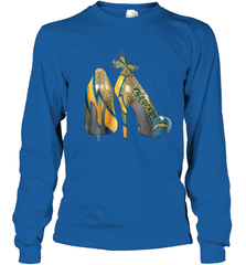 NFL Los Angeles Chargers High Heel Butterfly Rhinestone Youth Long Sleeve T-Shirt - NFLFanGift