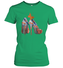 NFL Chicago Bears High Heel Butterfly Rhinestone Tide Women's T-Shirt - NFLFanGift