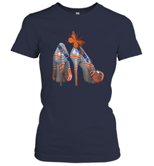 NFL Chicago Bears High Heel Butterfly Rhinestone Tide Women's T-Shirt - NFLFanGift