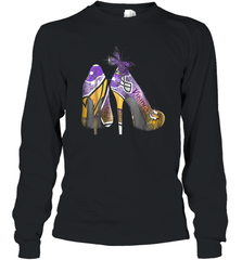 NFL Minnesota Vikings High Heel Butterfly Rhinestone Tide Long Sleeve T-Shirt - NFLFanGift