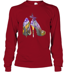 NFL Minnesota Vikings High Heel Butterfly Rhinestone Tide Long Sleeve T-Shirt - NFLFanGift