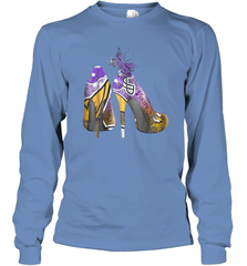 NFL Minnesota Vikings High Heel Butterfly Rhinestone Tide Long Sleeve T-Shirt - NFLFanGift