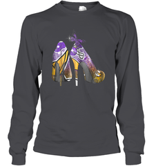 NFL Minnesota Vikings High Heel Butterfly Rhinestone Tide Long Sleeve T-Shirt - NFLFanGift