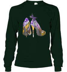 NFL Minnesota Vikings High Heel Butterfly Rhinestone Tide Long Sleeve T-Shirt - NFLFanGift