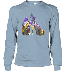 NFL Minnesota Vikings High Heel Butterfly Rhinestone Tide Long Sleeve T-Shirt - NFLFanGift
