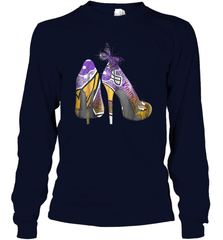 NFL Minnesota Vikings High Heel Butterfly Rhinestone Tide Long Sleeve T-Shirt - NFLFanGift