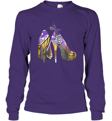 NFL Minnesota Vikings High Heel Butterfly Rhinestone Tide Long Sleeve T-Shirt - NFLFanGift
