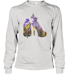 NFL Minnesota Vikings High Heel Butterfly Rhinestone Tide Long Sleeve T-Shirt - NFLFanGift