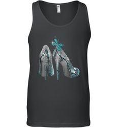 NFL Philadelphia Eagles High Heel Butterfly Rhinestone Tide Tank Top - NFLFanGift