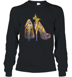 NFL Baltimore Ravens Steelers Rhinestone High Heels Youth Long Sleeve T-Shirt - NFLFanGift