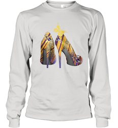 NFL Baltimore Ravens Steelers Rhinestone High Heels Youth Long Sleeve T-Shirt - NFLFanGift