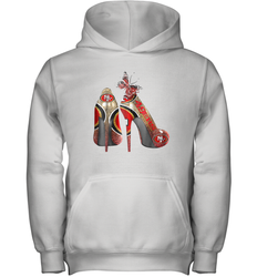 NFL San Francisco 49ers High Heel Butterfly Rhinestone Tide Youth Hoodie - NFLFanGift