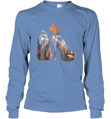 NFL Denver Broncos High Heel Butterfly Rhinestone Tide Long Sleeve T-Shirt - NFLFanGift