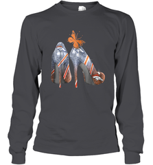 NFL Denver Broncos High Heel Butterfly Rhinestone Tide Long Sleeve T-Shirt - NFLFanGift