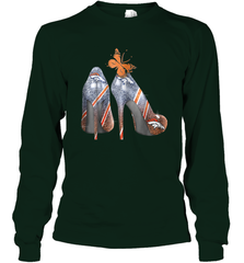 NFL Denver Broncos High Heel Butterfly Rhinestone Tide Long Sleeve T-Shirt - NFLFanGift