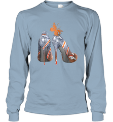 NFL Denver Broncos High Heel Butterfly Rhinestone Tide Long Sleeve T-Shirt - NFLFanGift