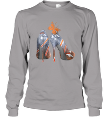 NFL Denver Broncos High Heel Butterfly Rhinestone Tide Long Sleeve T-Shirt - NFLFanGift