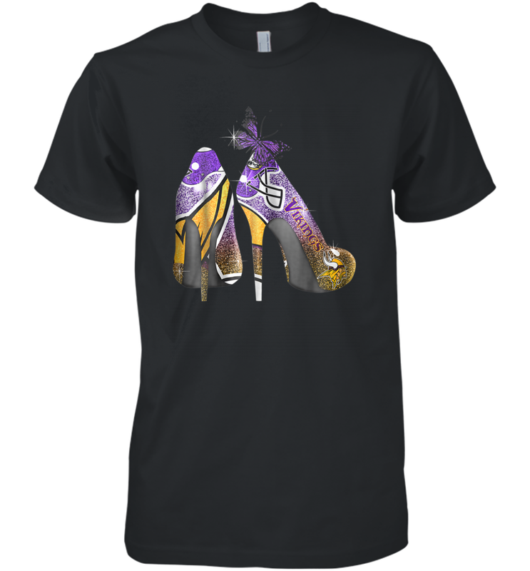 NFL Minnesota Vikings High Heel Butterfly Rhinestone Tide Men's Premium T-Shirt - NFLFanGift