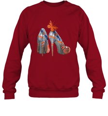 NFL Chicago Bears High Heel Butterfly Rhinestone Tide Crewneck Sweatshirt - NFLFanGift