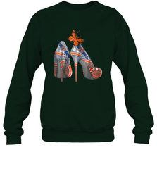 NFL Chicago Bears High Heel Butterfly Rhinestone Tide Crewneck Sweatshirt - NFLFanGift