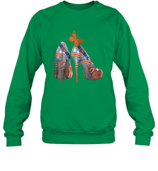 NFL Chicago Bears High Heel Butterfly Rhinestone Tide Crewneck Sweatshirt - NFLFanGift