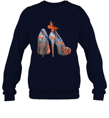 NFL Chicago Bears High Heel Butterfly Rhinestone Tide Crewneck Sweatshirt - NFLFanGift