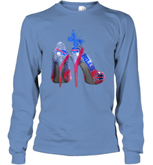 NFL Buffalo Bill Rhinestone High Heels Butterfly Rhinestone Tide Long Sleeve T-Shirt - NFLFanGift
