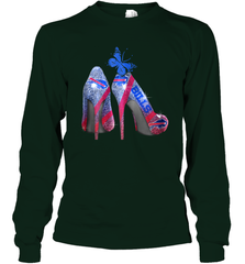 NFL Buffalo Bill Rhinestone High Heels Butterfly Rhinestone Tide Long Sleeve T-Shirt - NFLFanGift