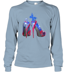 NFL Buffalo Bill Rhinestone High Heels Butterfly Rhinestone Tide Long Sleeve T-Shirt - NFLFanGift