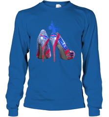 NFL Buffalo Bill Rhinestone High Heels Butterfly Rhinestone Tide Long Sleeve T-Shirt - NFLFanGift