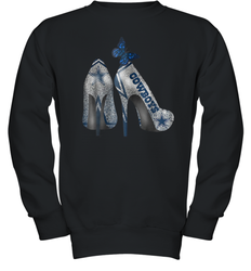 NFL Dallas Cowboys High Heel Butterfly Rhinestone Tide Youth Sweatshirt - NFLFanGift
