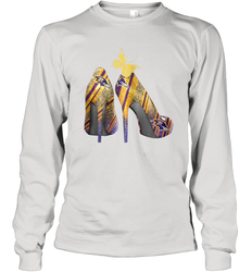 NFL Baltimore Ravens Steelers Rhinestone High Heels Long Sleeve T-Shirt - NFLFanGift