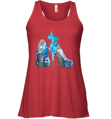 NFL Detroit Lions High Heel Butterfly Rhinestone Tide Racerback Tank - NFLFanGift