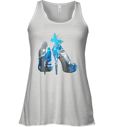 NFL Detroit Lions High Heel Butterfly Rhinestone Tide Racerback Tank - NFLFanGift
