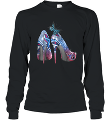 NFL TEnnessee Titans High Heel Butterfly Rhinestone Tide Long Sleeve T-Shirt - NFLFanGift