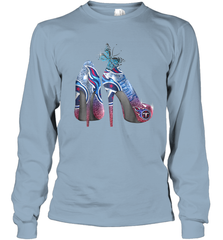 NFL TEnnessee Titans High Heel Butterfly Rhinestone Tide Long Sleeve T-Shirt - NFLFanGift