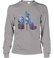 NFL TEnnessee Titans High Heel Butterfly Rhinestone Tide Long Sleeve T-Shirt - NFLFanGift