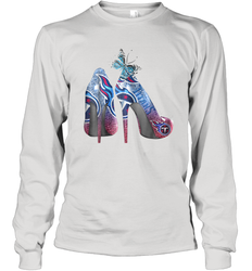 NFL TEnnessee Titans High Heel Butterfly Rhinestone Tide Long Sleeve T-Shirt - NFLFanGift