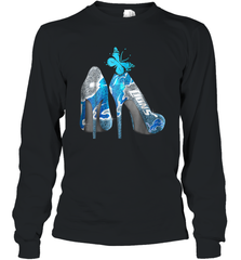 NFL Detroit Lions High Heel Butterfly Rhinestone Tide Long Sleeve T-Shirt - NFLFanGift