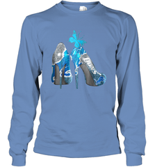 NFL Detroit Lions High Heel Butterfly Rhinestone Tide Long Sleeve T-Shirt - NFLFanGift