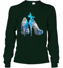 NFL Detroit Lions High Heel Butterfly Rhinestone Tide Long Sleeve T-Shirt - NFLFanGift