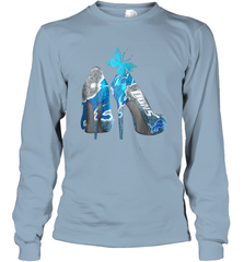 NFL Detroit Lions High Heel Butterfly Rhinestone Tide Long Sleeve T-Shirt - NFLFanGift